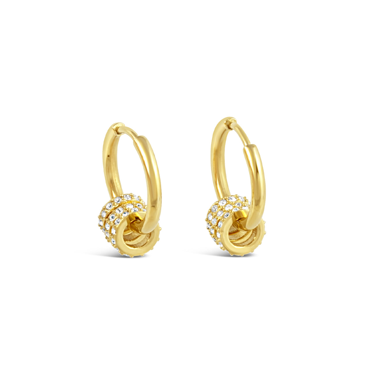 3 Ring Hoop Earrings Gold
