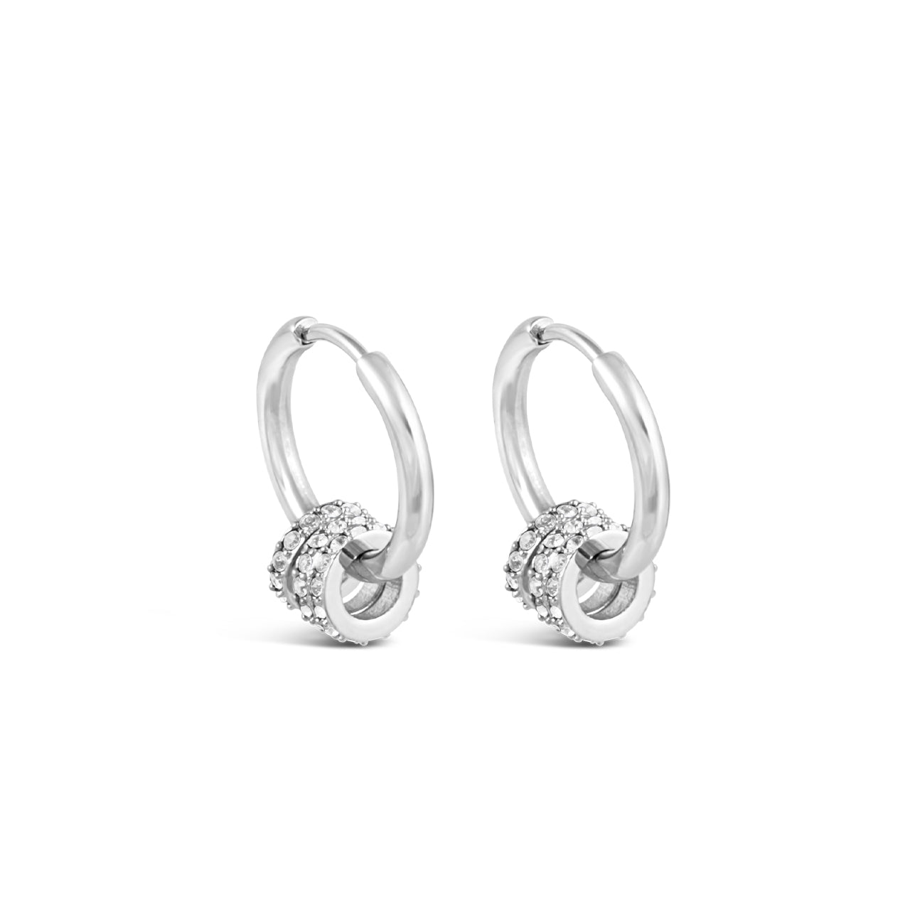 3 Ring Hoop Earrings Silver