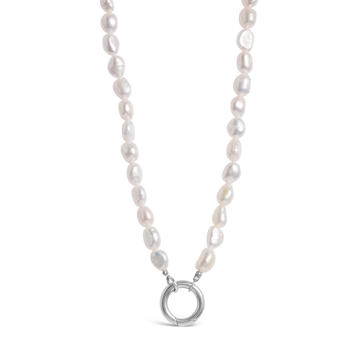 Pearl Charm Necklace - Silver