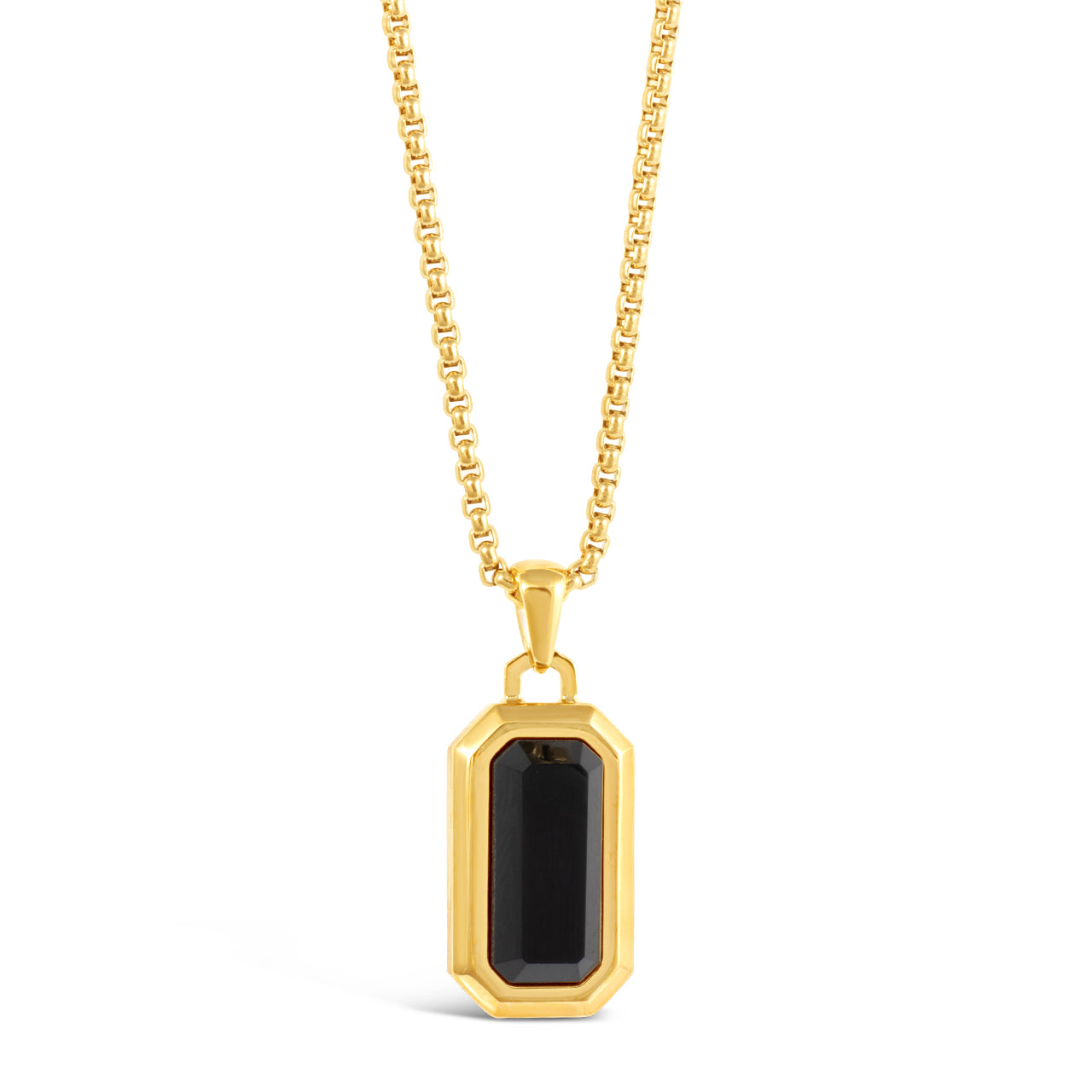 Black Onyx Rolo Necklace Gold
