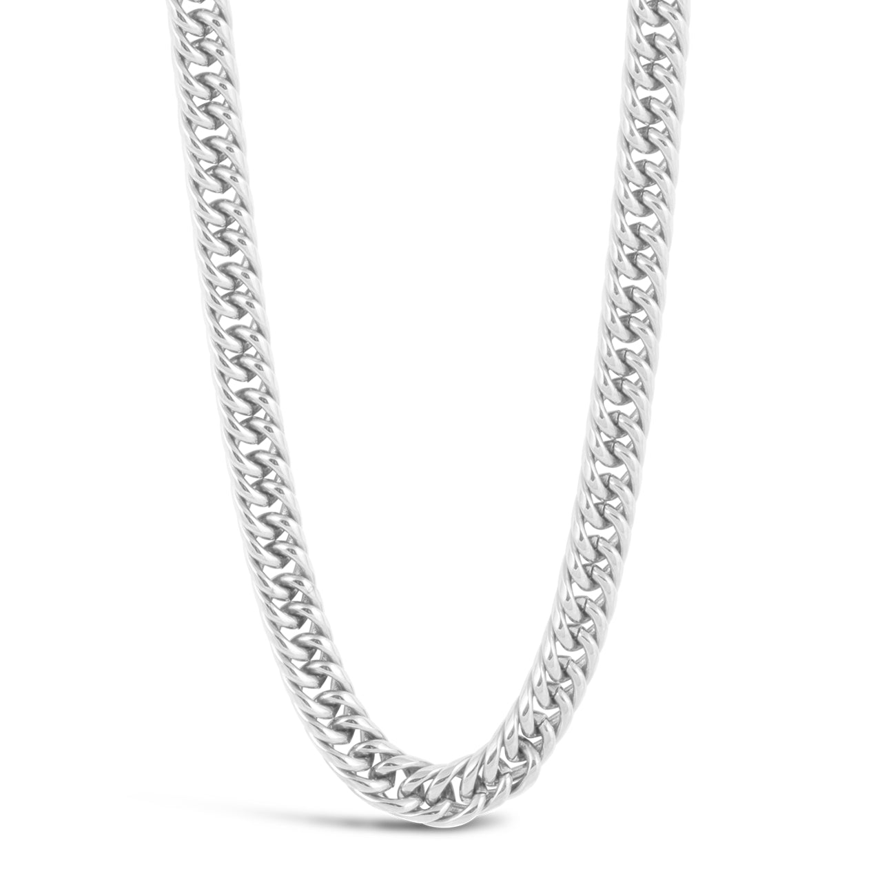 Flat Curb Chain Necklace Silver