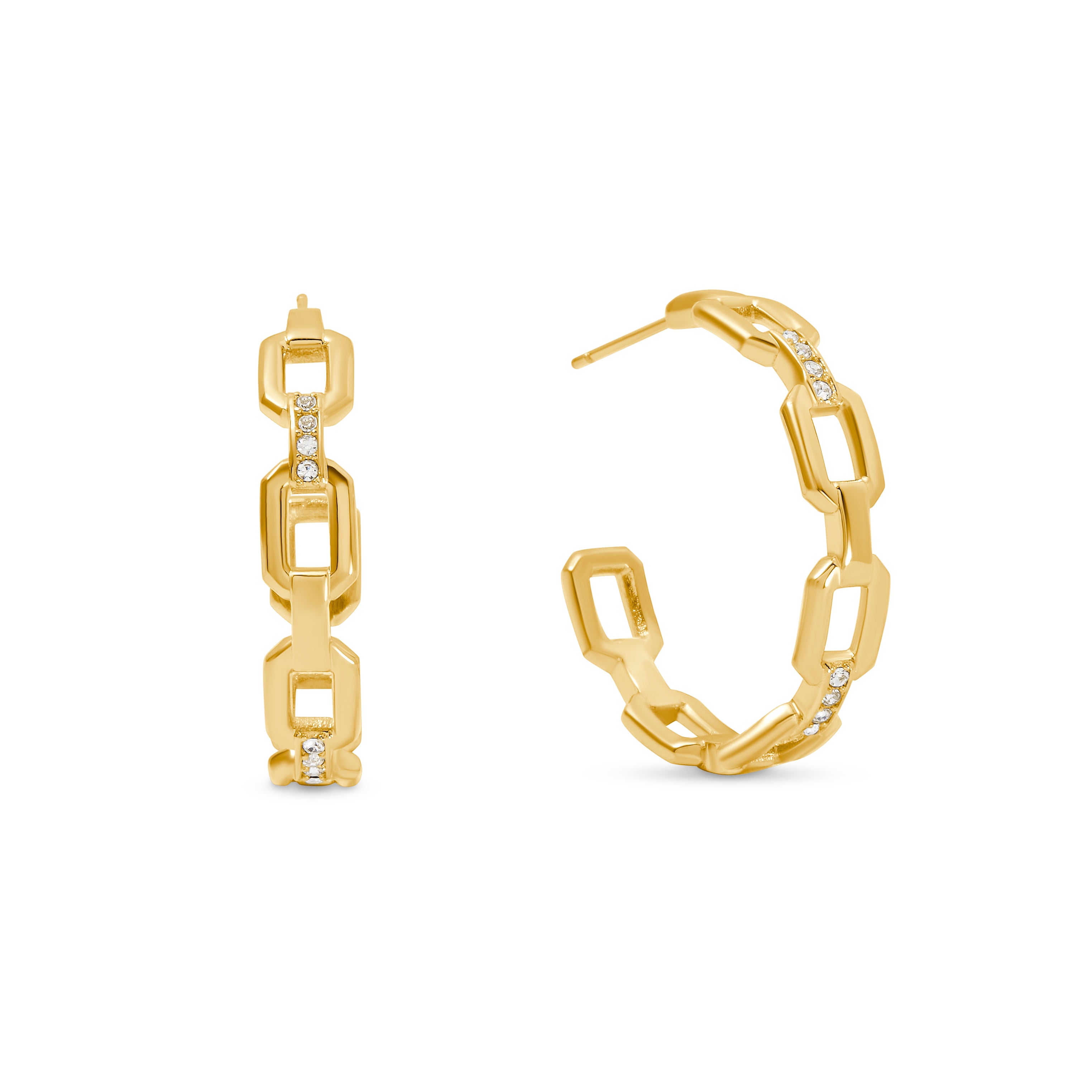 Bonded Box Chain Hoop Earrings Gold