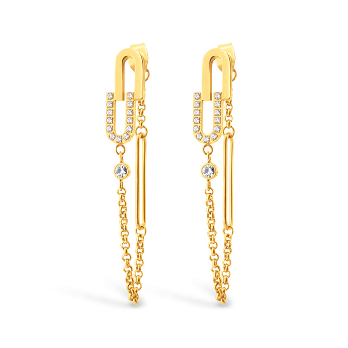 Celestial Chain Link Drop Earrings - Gold
