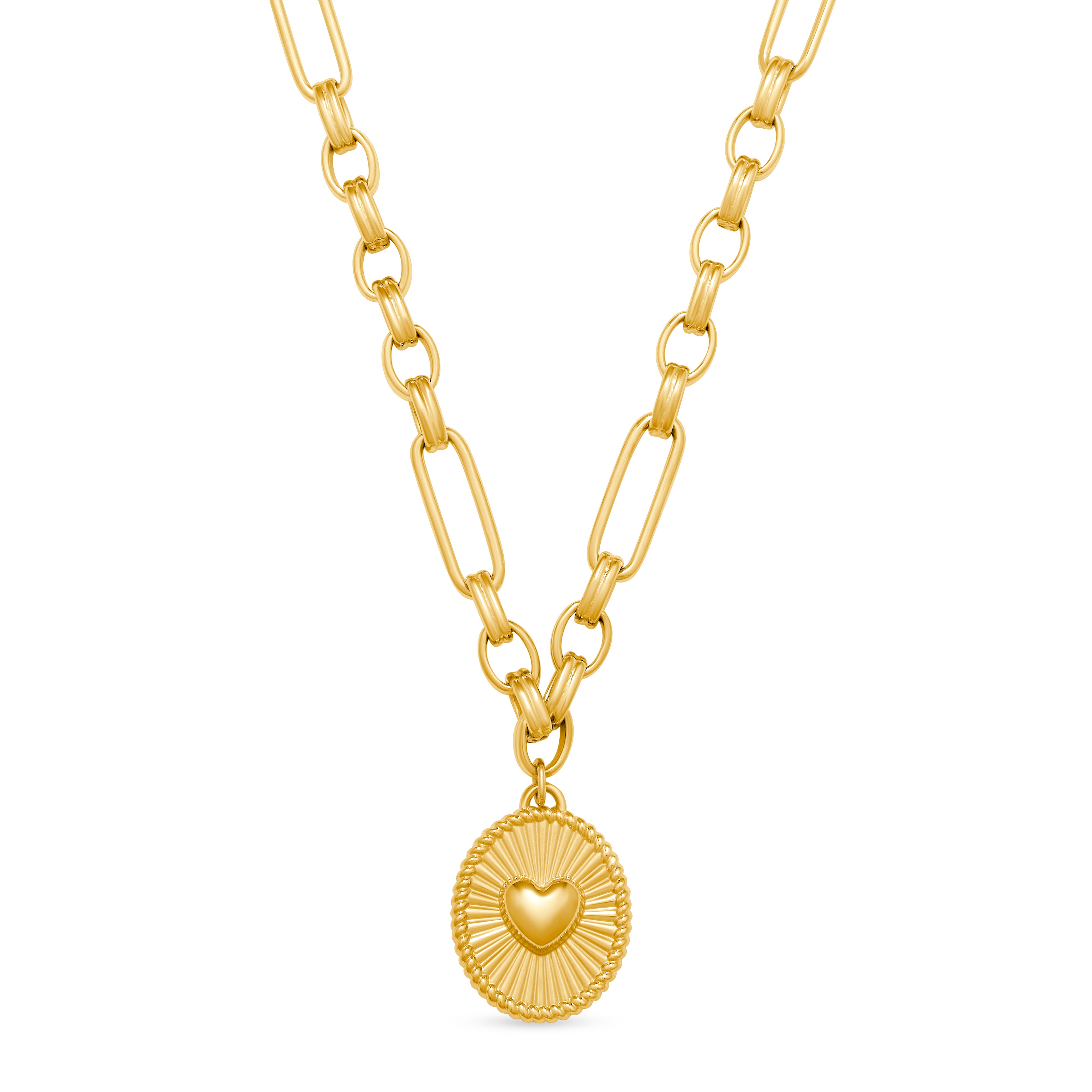Heart Rays Necklace Gold