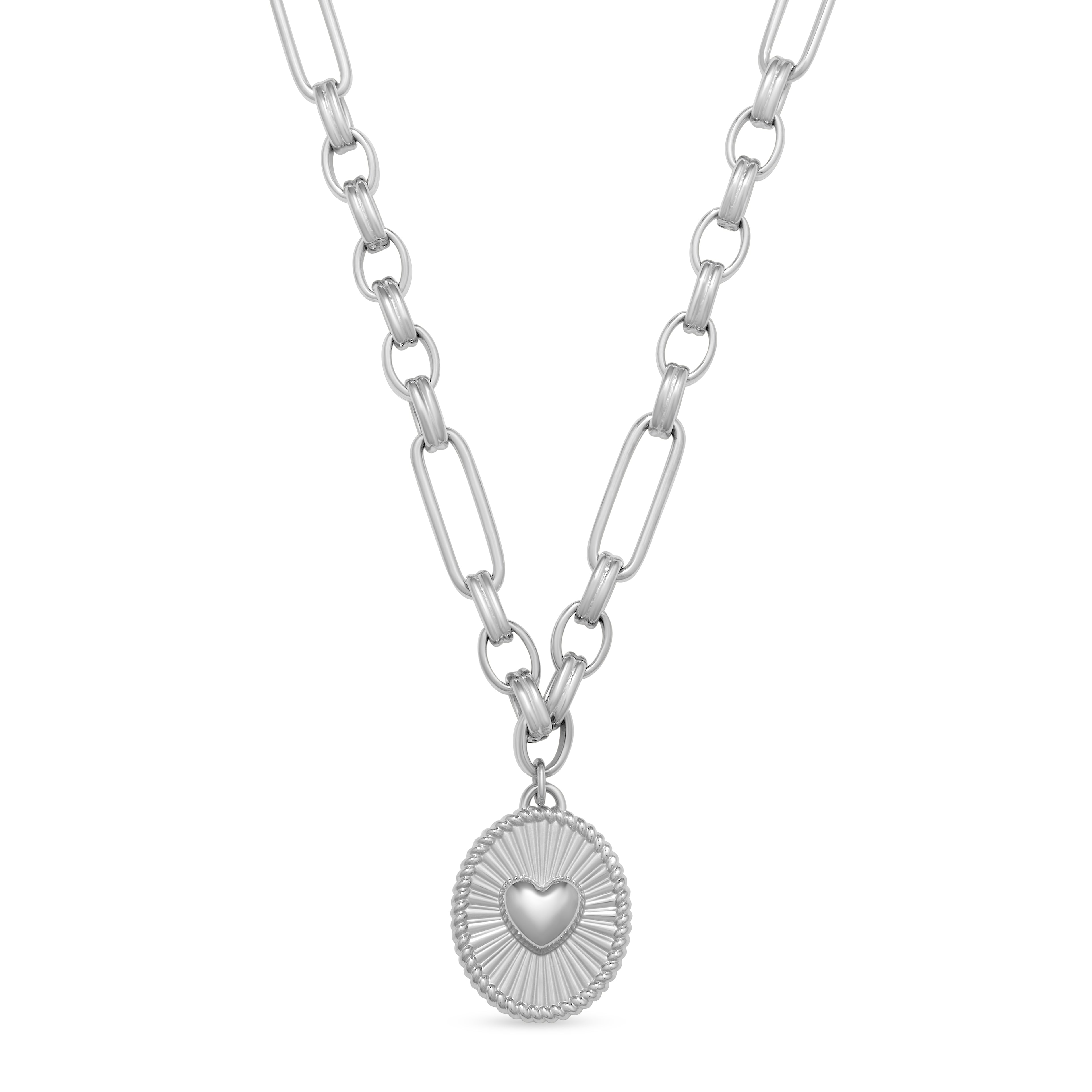 Heart Rays Necklace Silver