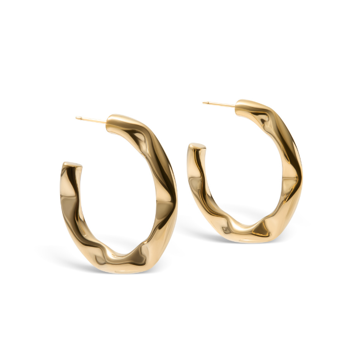 Melted Metal Hoop Earrings - Gold