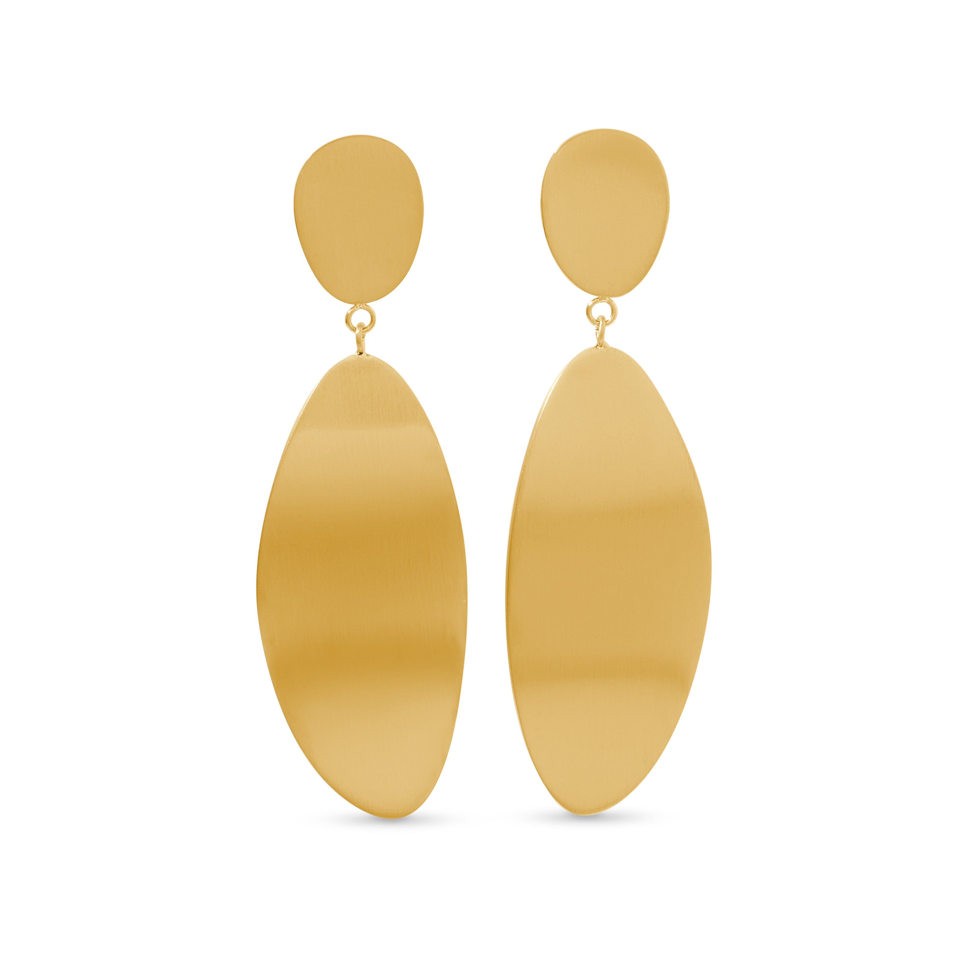 Organic Oval Statement Earrings - Gold