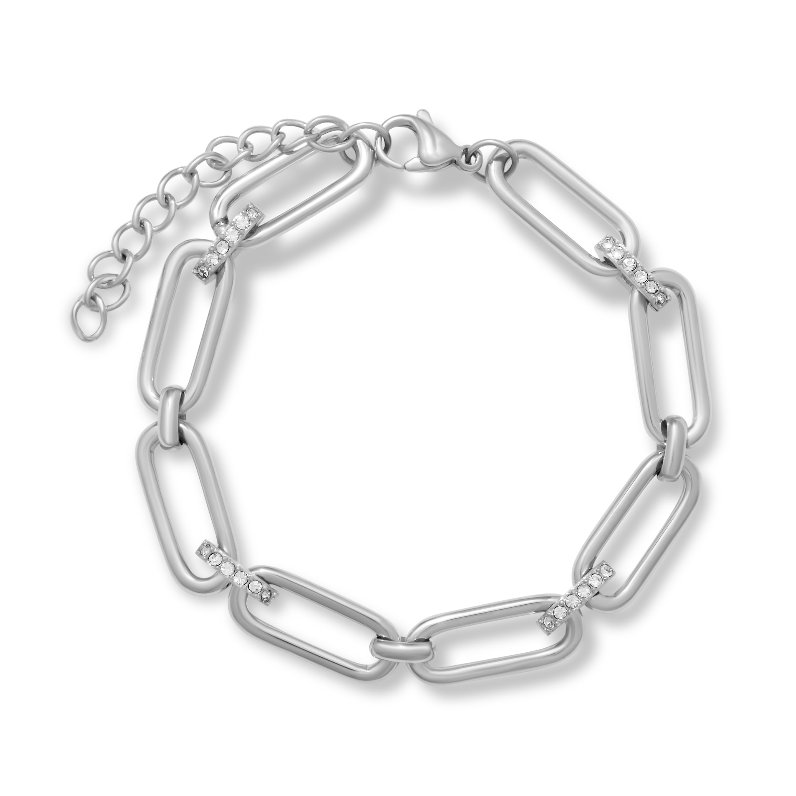 Preciosa Link Paper Clip Bracelet - Silver