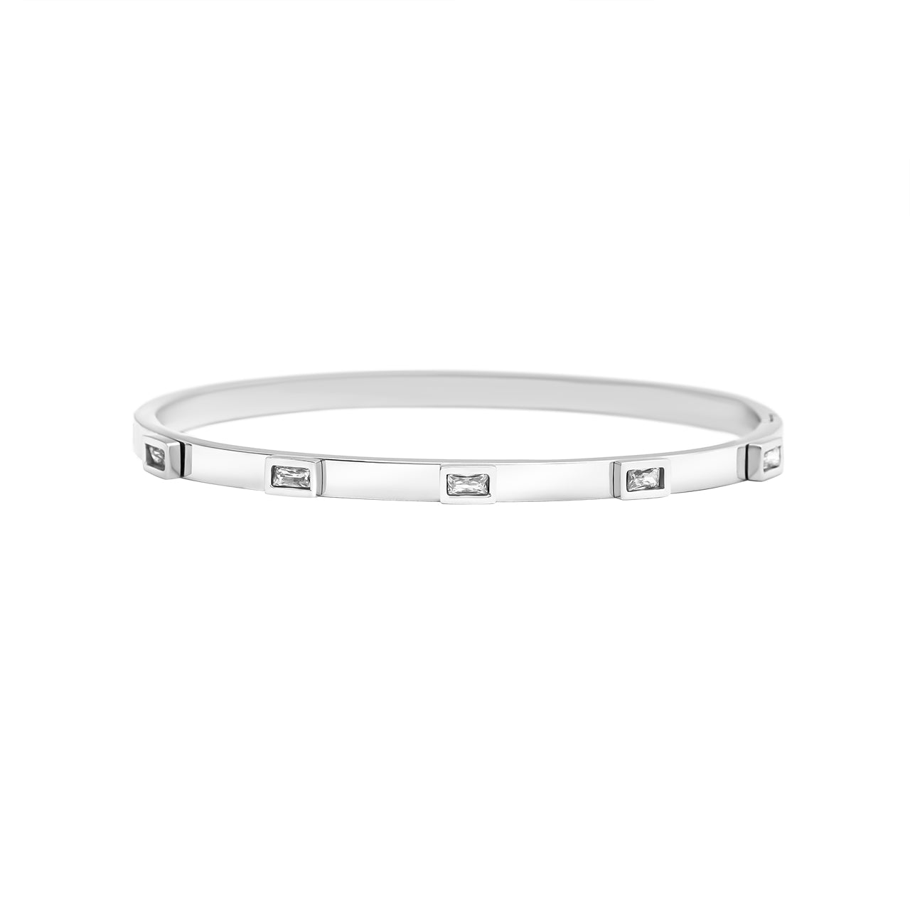 Emerald Cut Cuff Bracelet Silver
