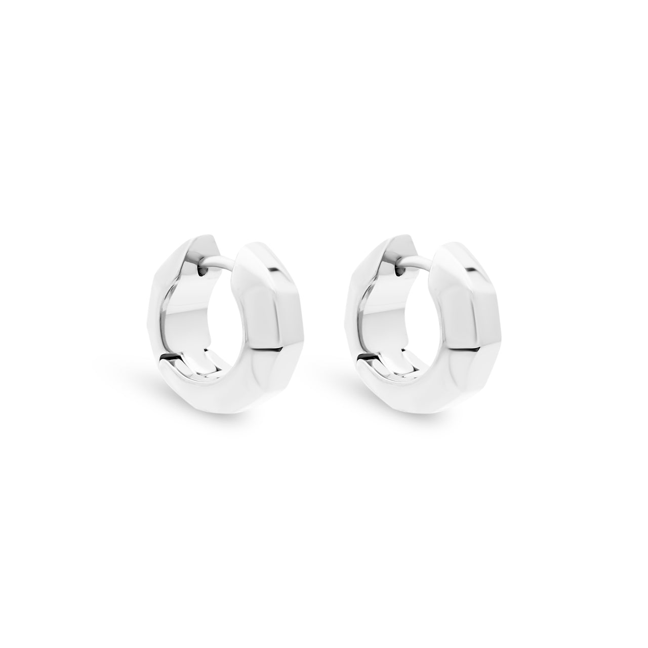 Geo Hoop Earrings Silver