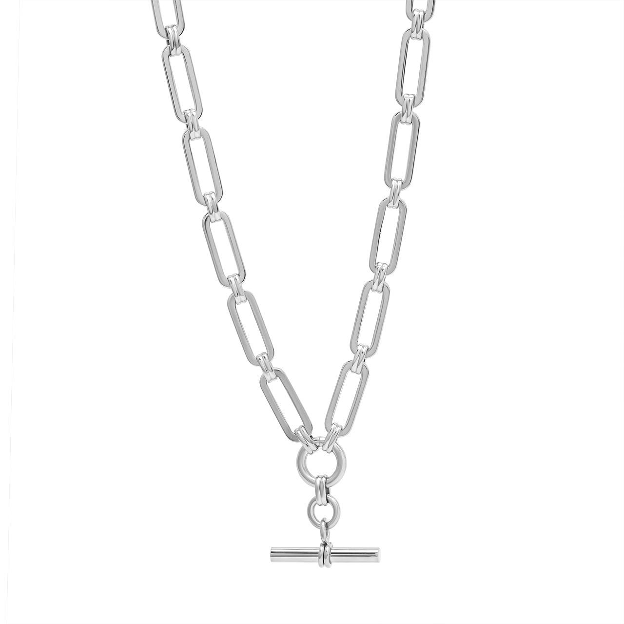 Paper Clip Link Necklace Silver