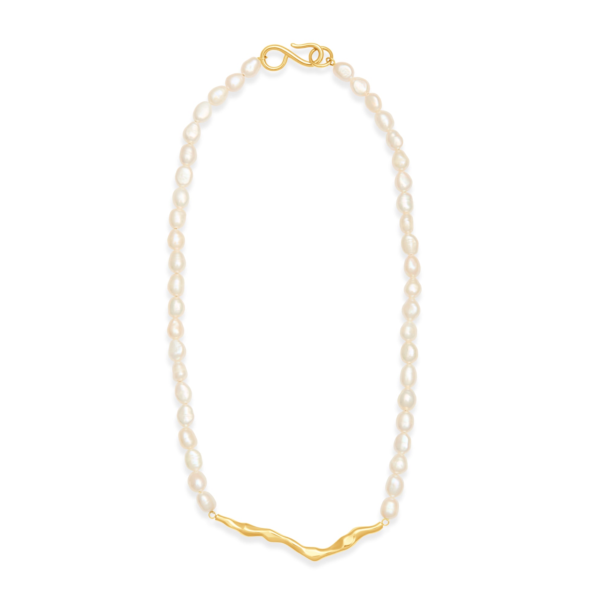 Pearl Sculpture Necklace Gold