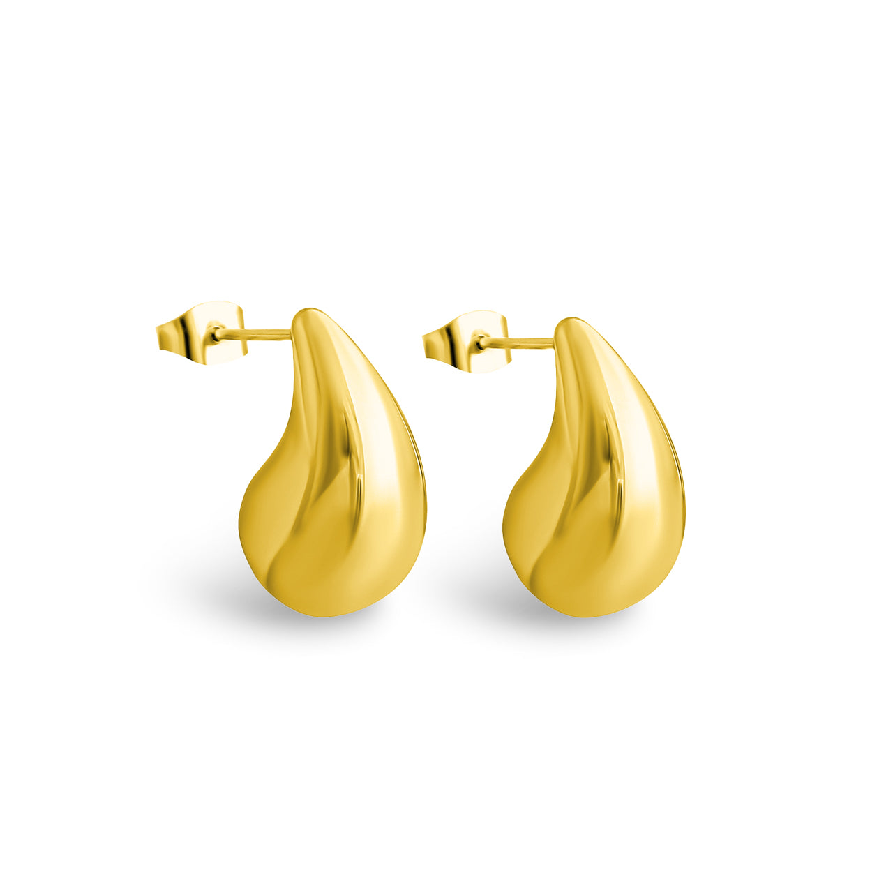 Puffy Teardrop Stud Earrings Gold