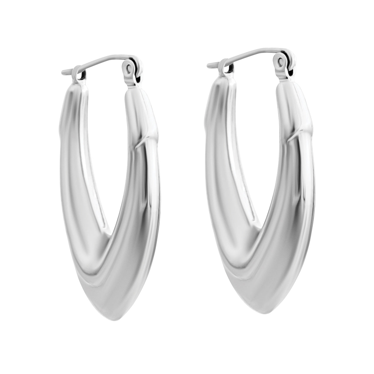 V-Shaped Hoop Earrings Silver