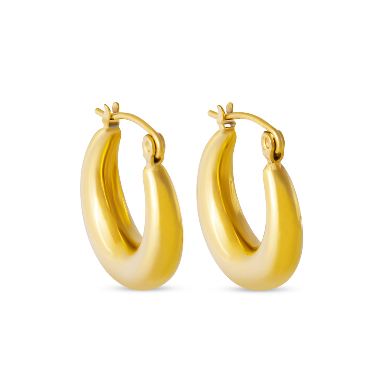 Small Tapered Hoop Earrings Gold