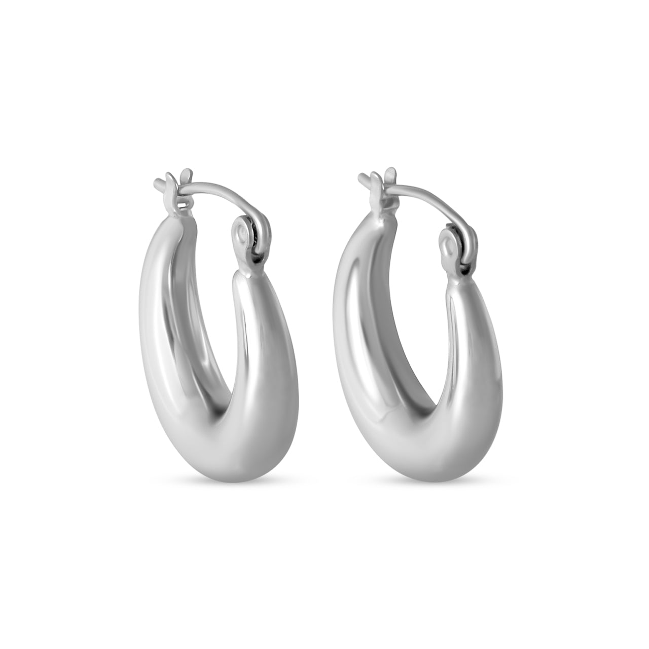 Small Tapered Hoop Earrings Silver