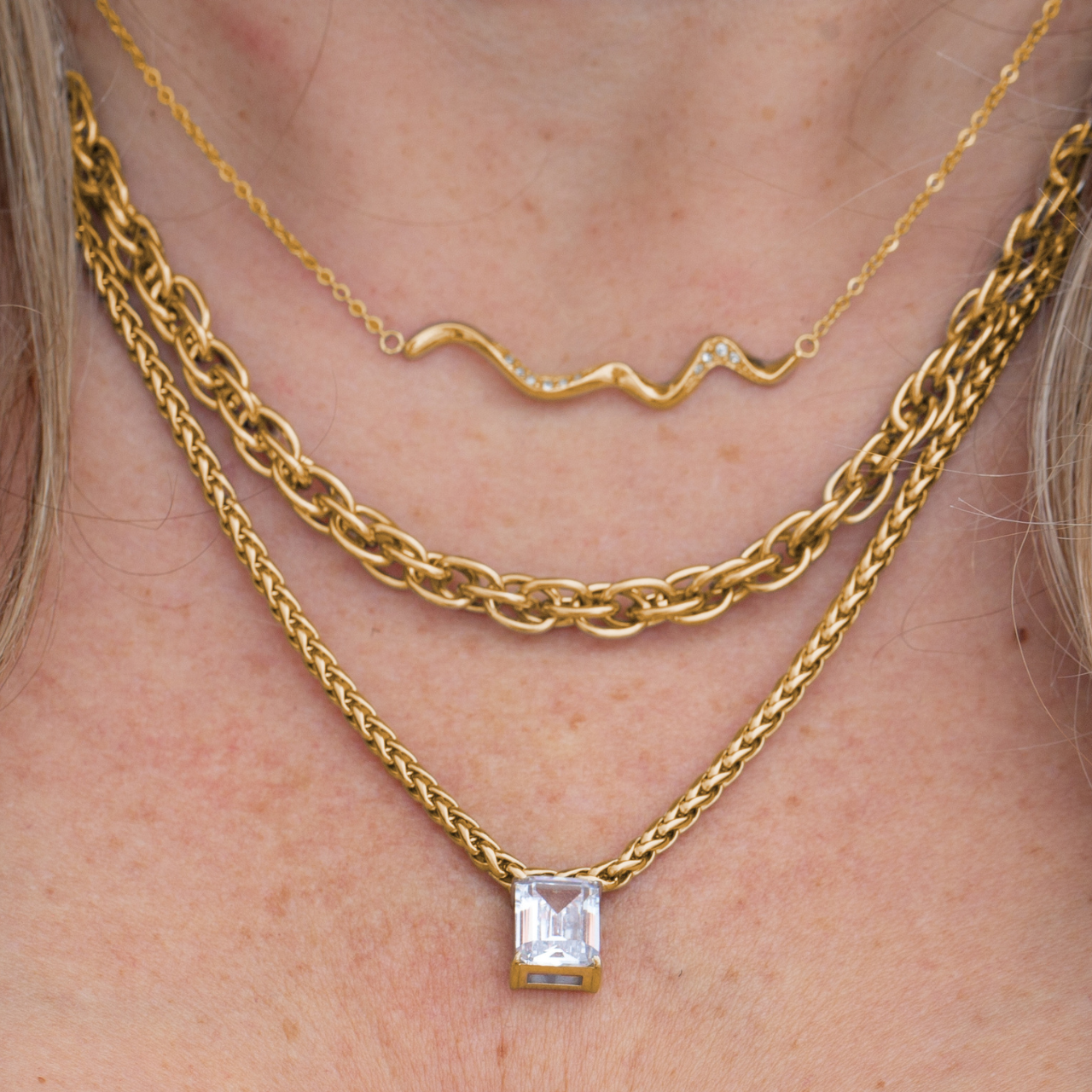 Crystal Current Necklace Bundle - Gold