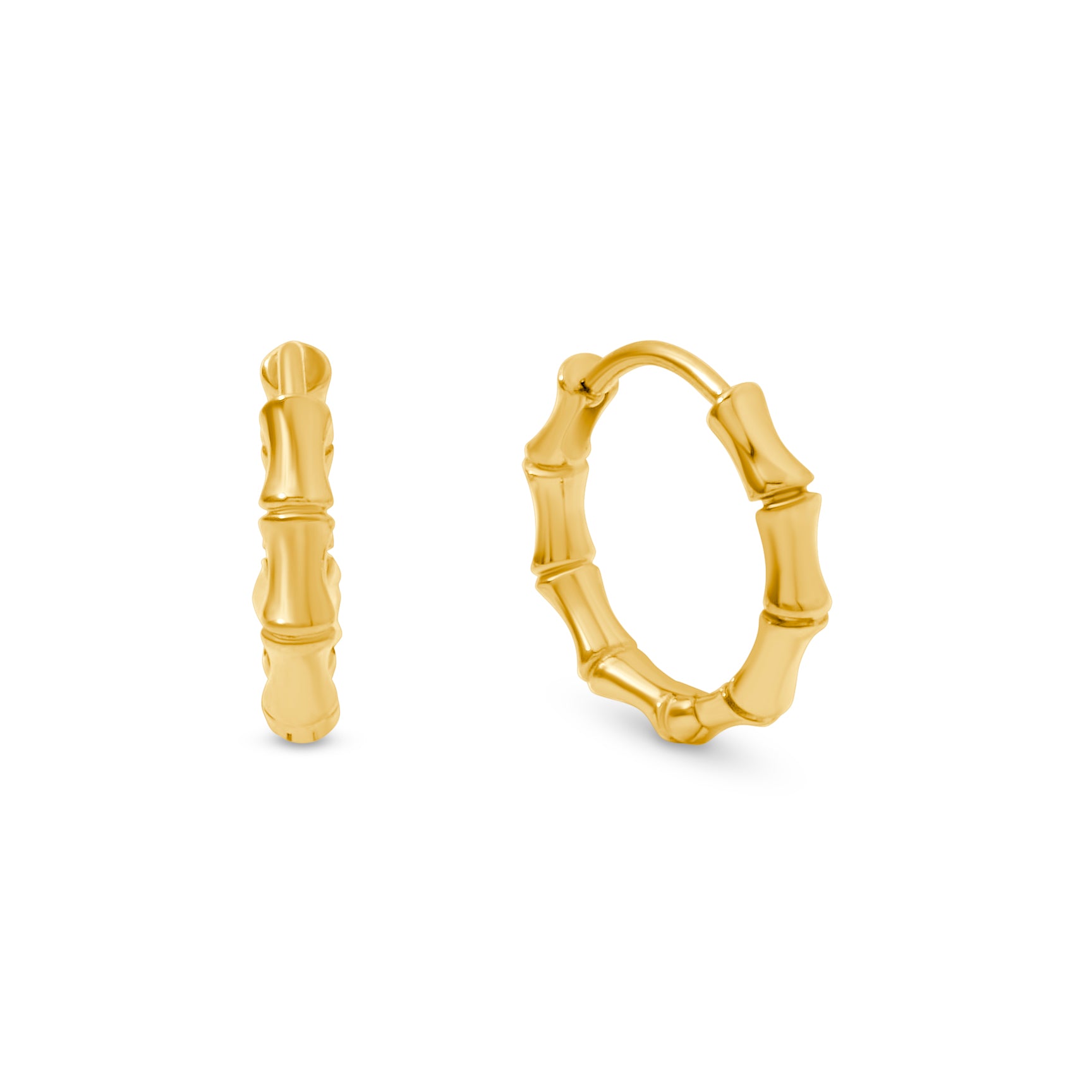 Bamboo Hoop Earrings - Gold