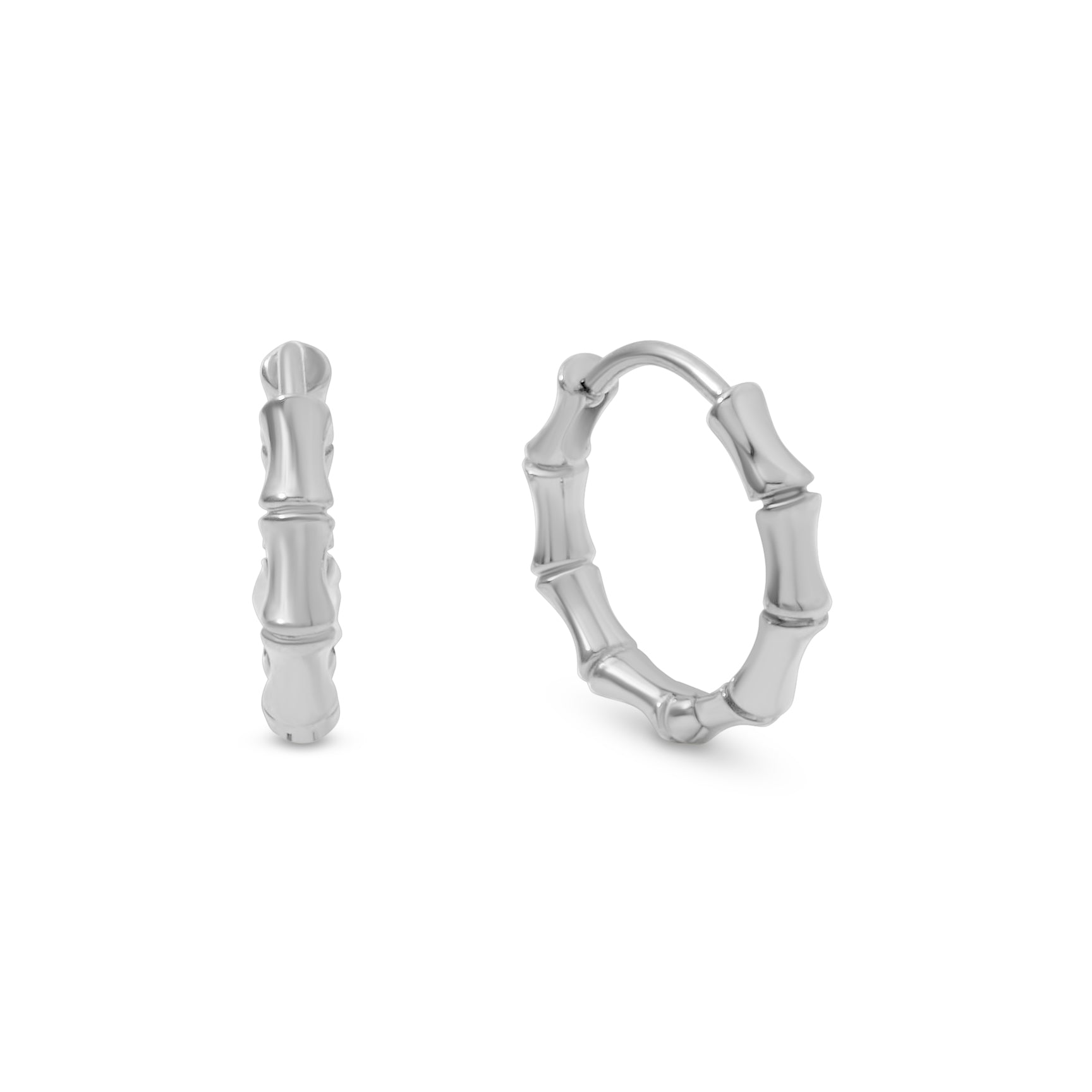 Bamboo Hoop Earrings - Silver