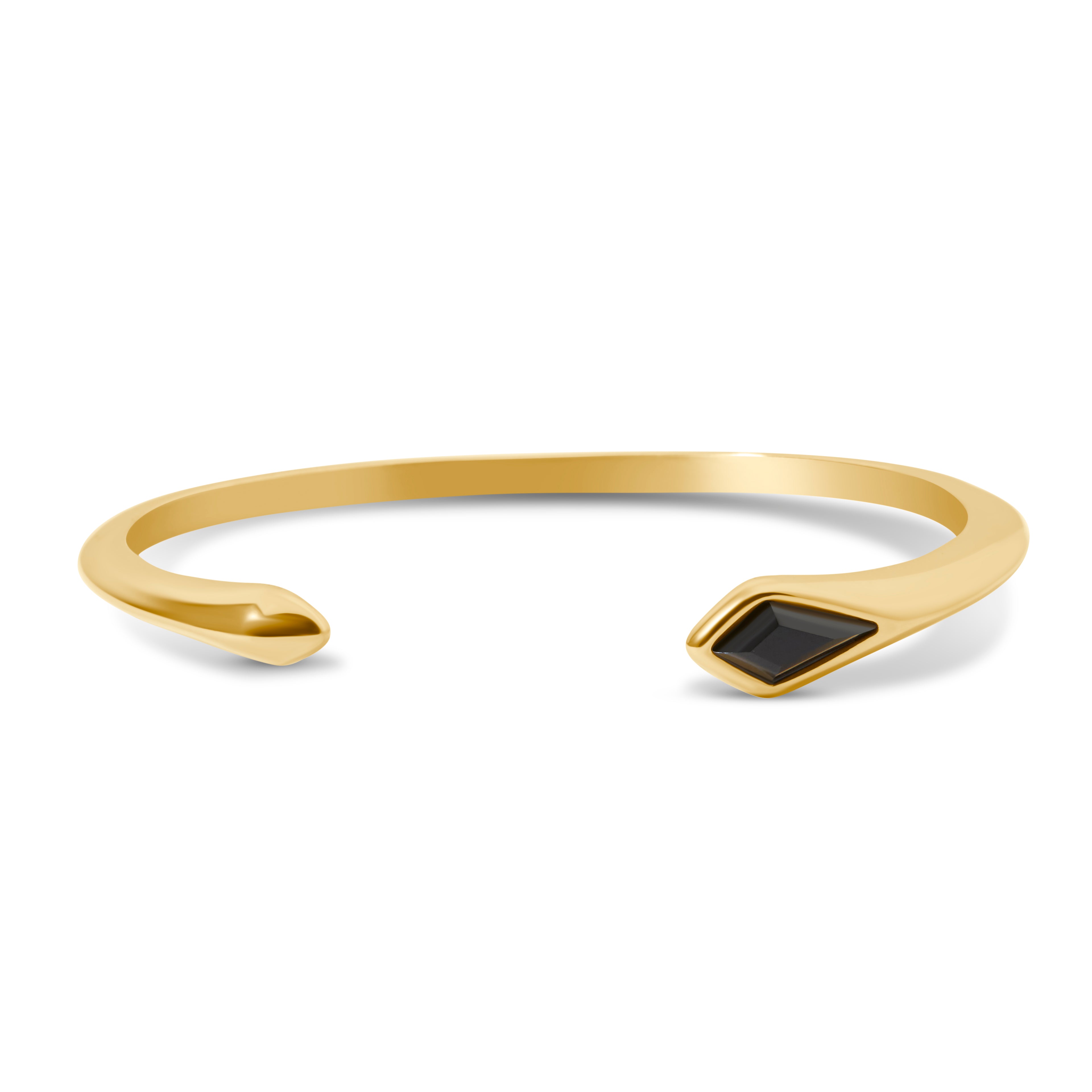 Black Glass Open Cuff Bracelet Gold