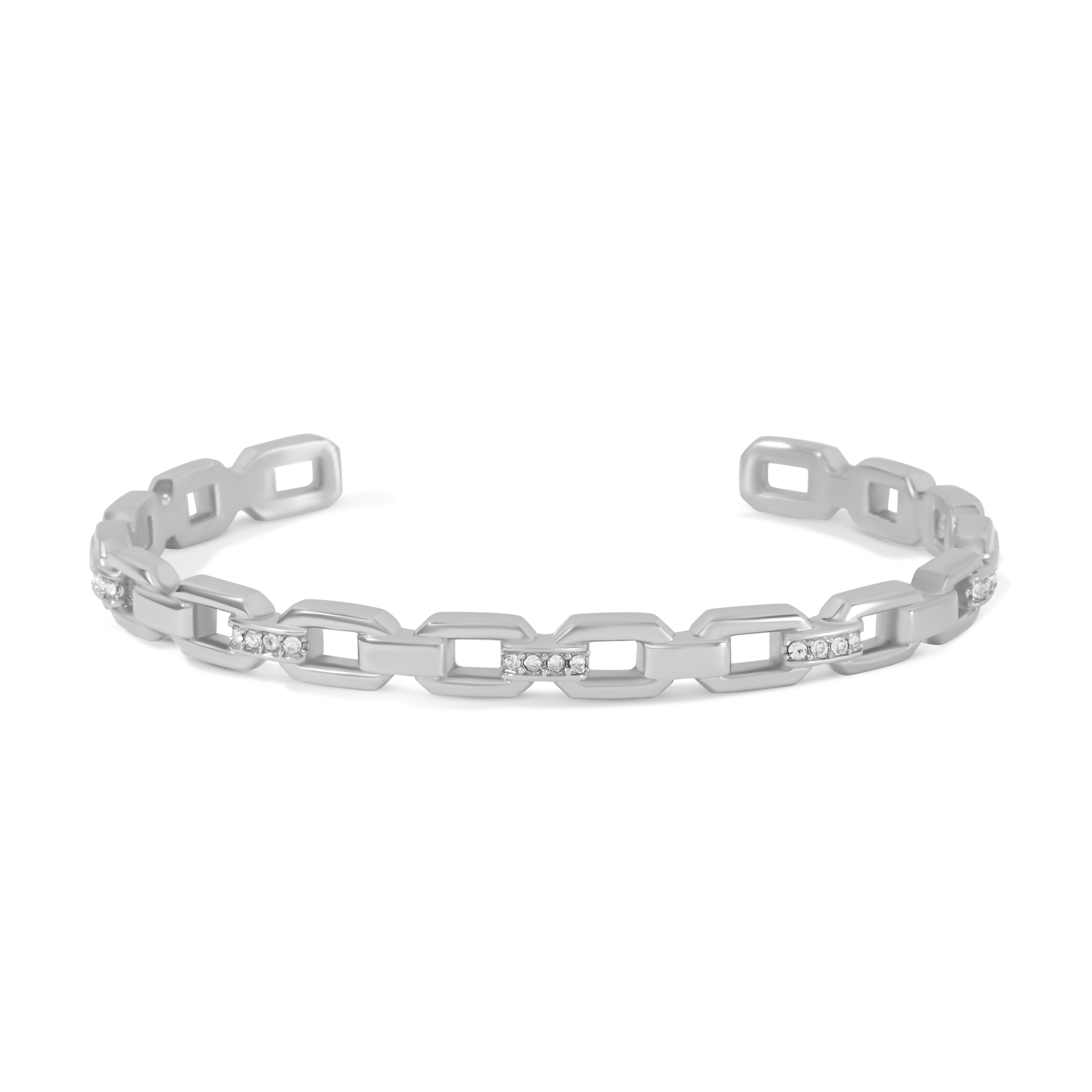 Bonded Box Chain Cuff Bracelet Silver