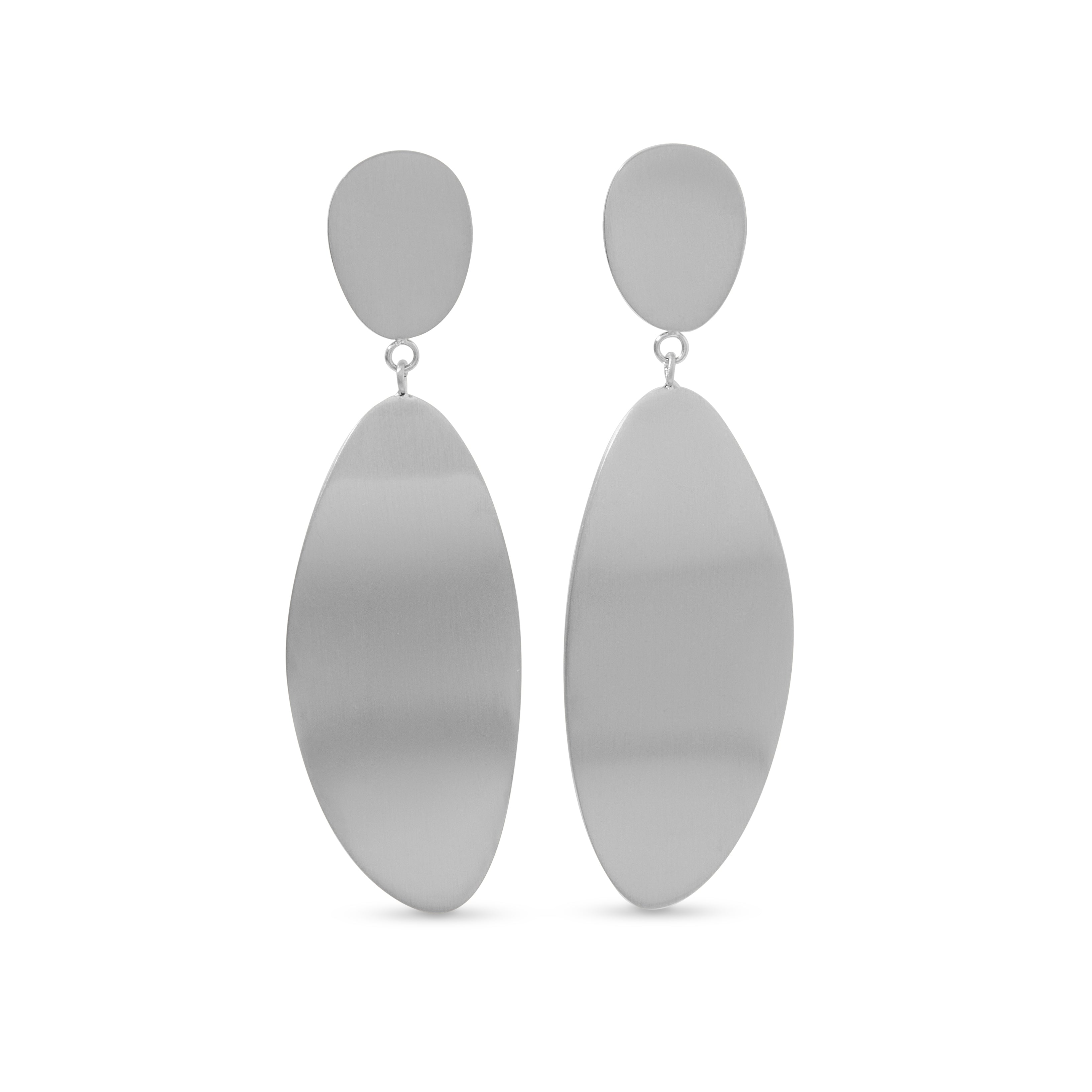 Organic Oval Statement Earrings - Silver