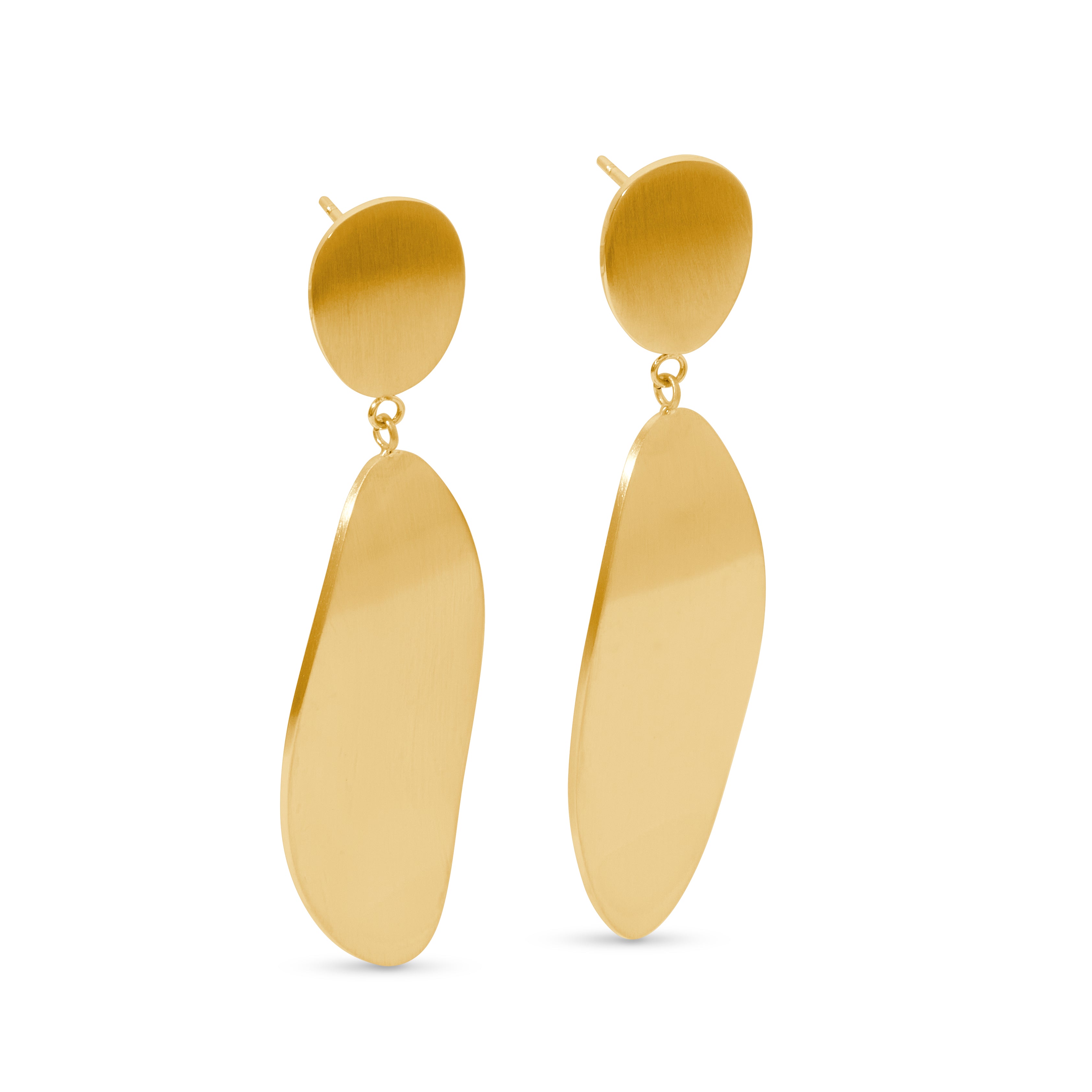 Organic Oval Statement Earrings - Gold