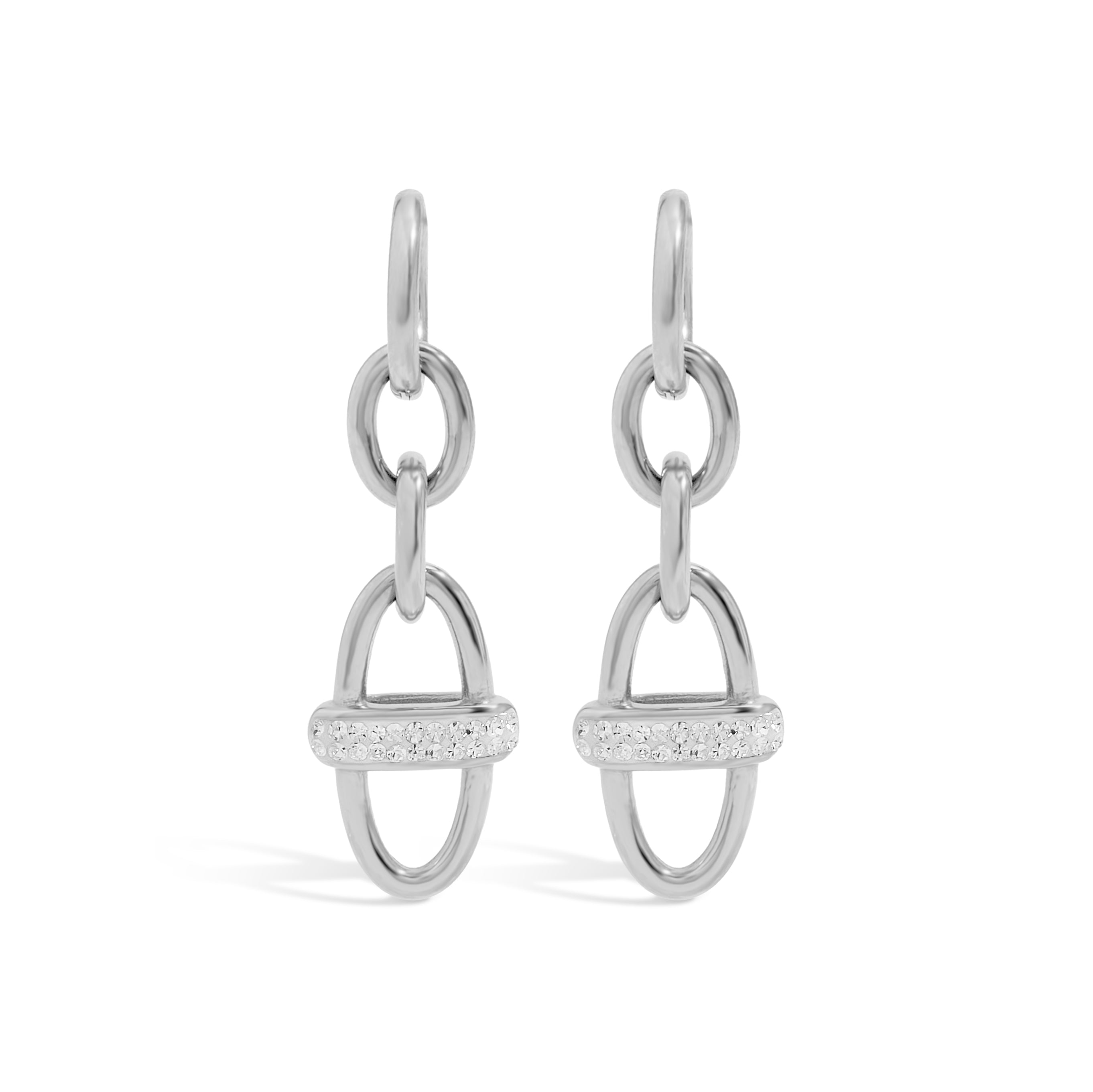 Oval Link Chain Earrings - Silver