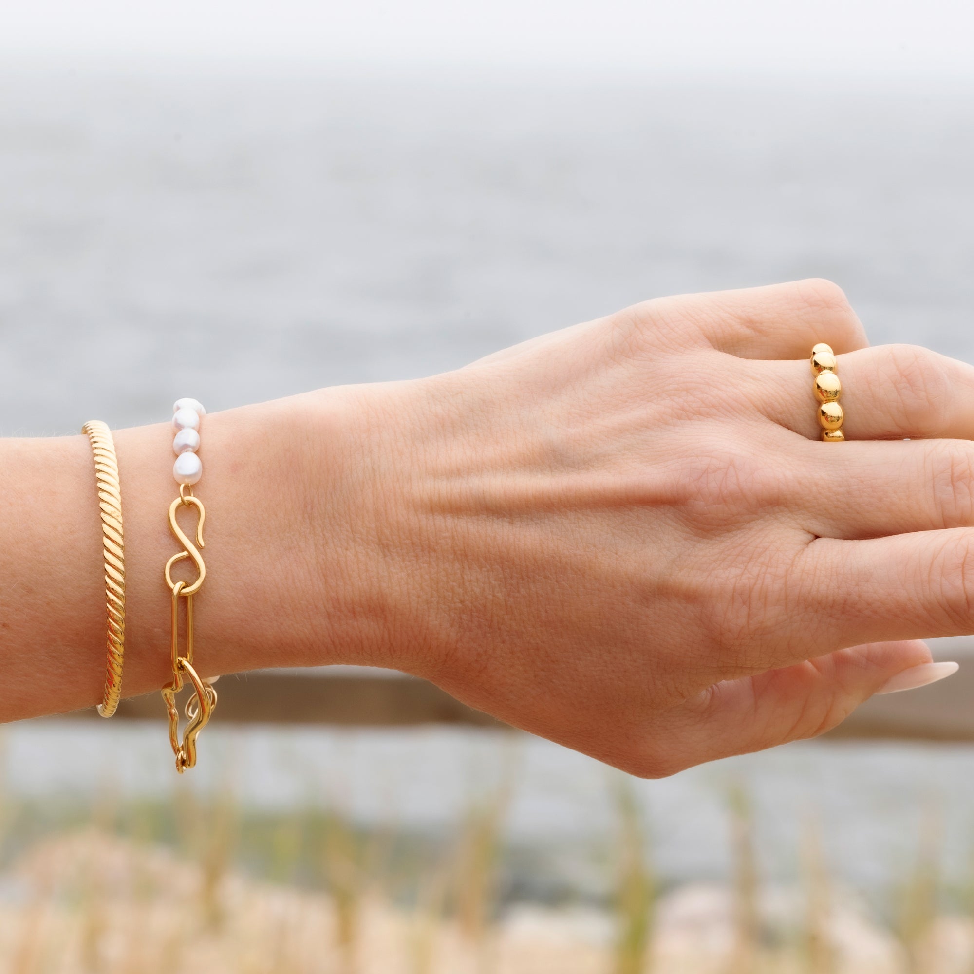Pearl & Chain Bracelet Silver