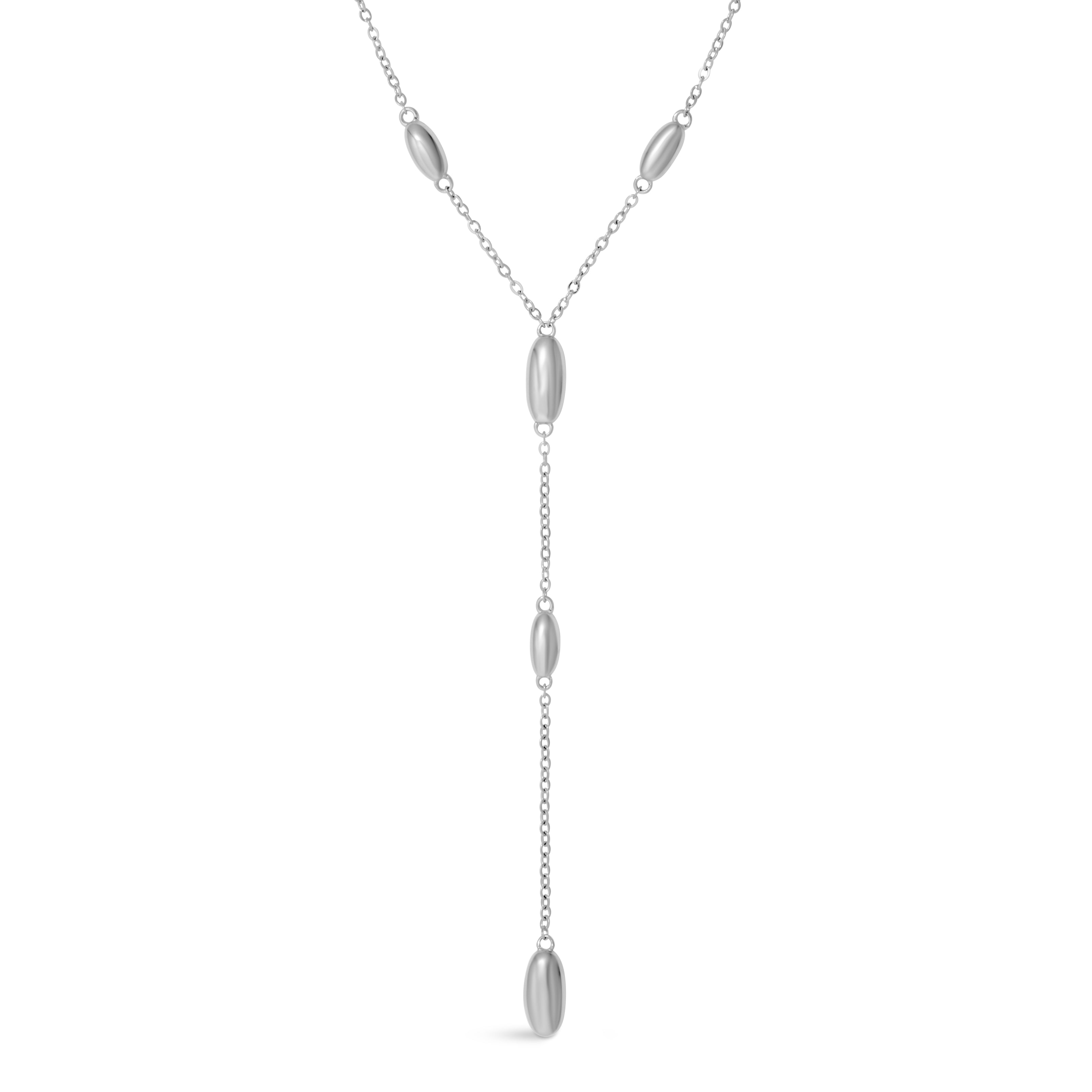 Sculptural Lariat Necklace - Silver