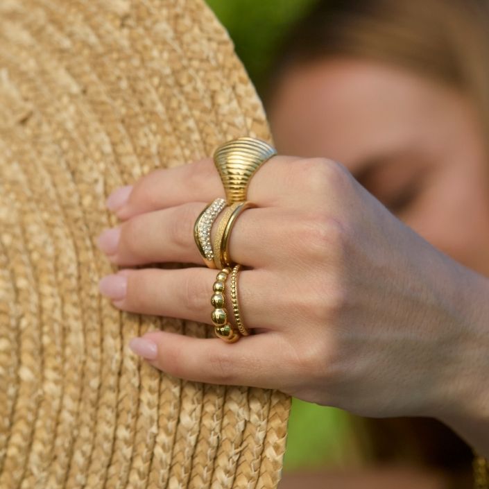Bonded Bead Ring Gold