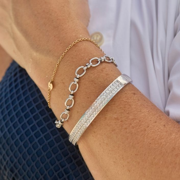 Crystal Bangle Bracelet Silver