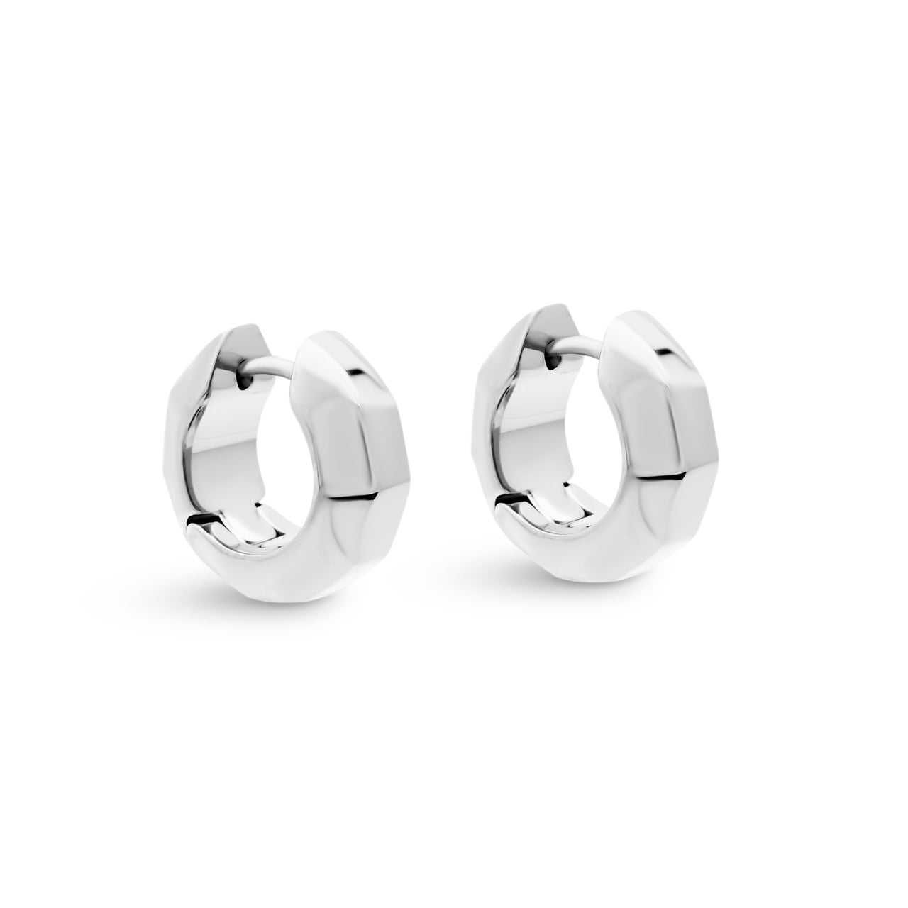 Geo Hoop Earrings Silver