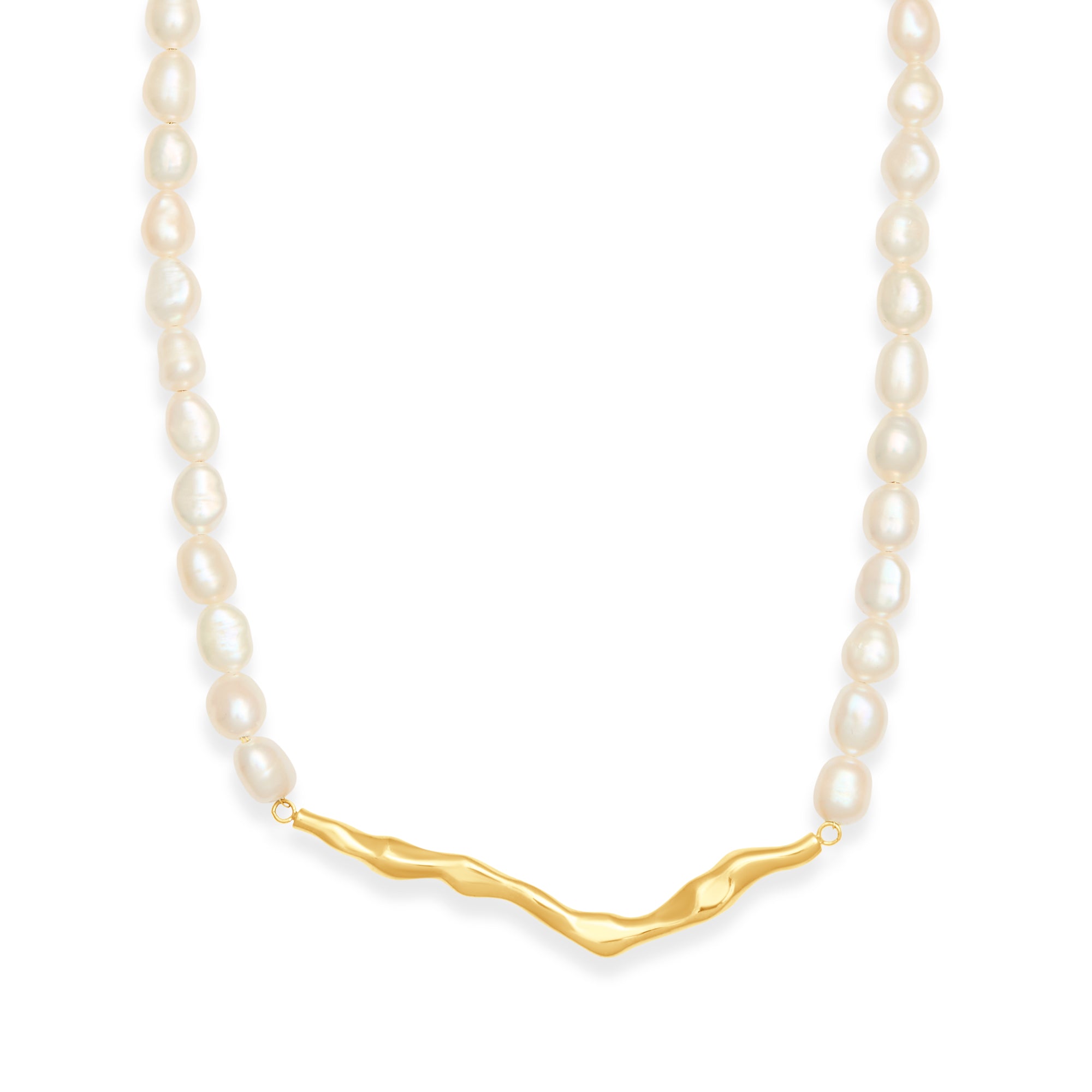 Pearl Sculpture Necklace Gold