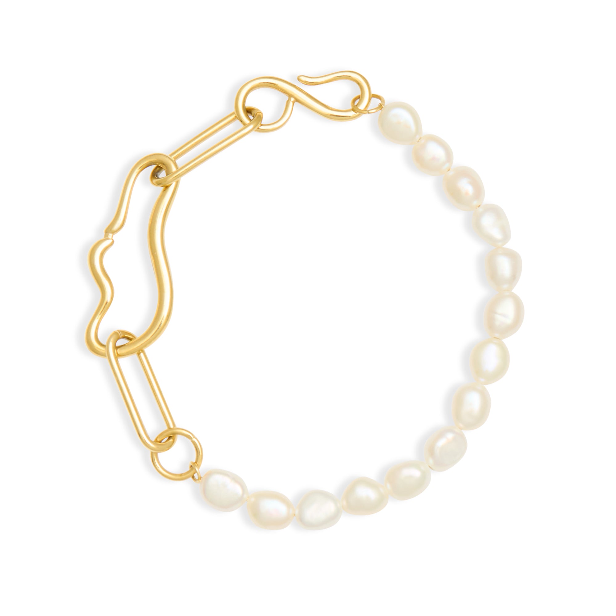 Pearl & Chain Bracelet Gold
