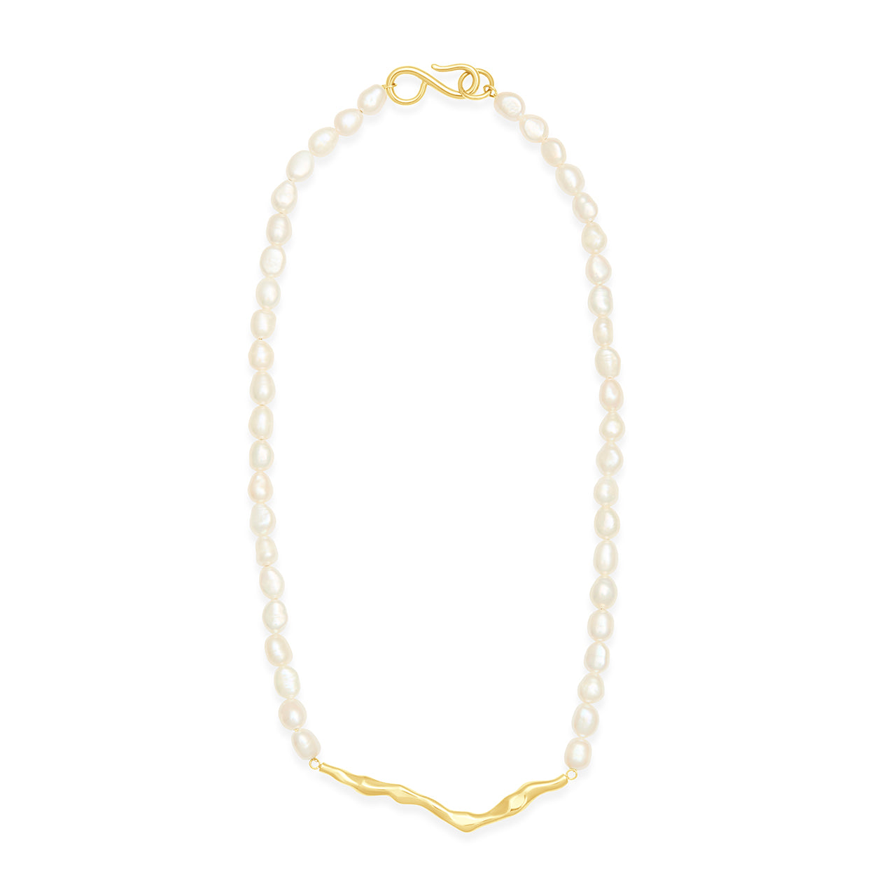 Pearl Sculpture Necklace Gold