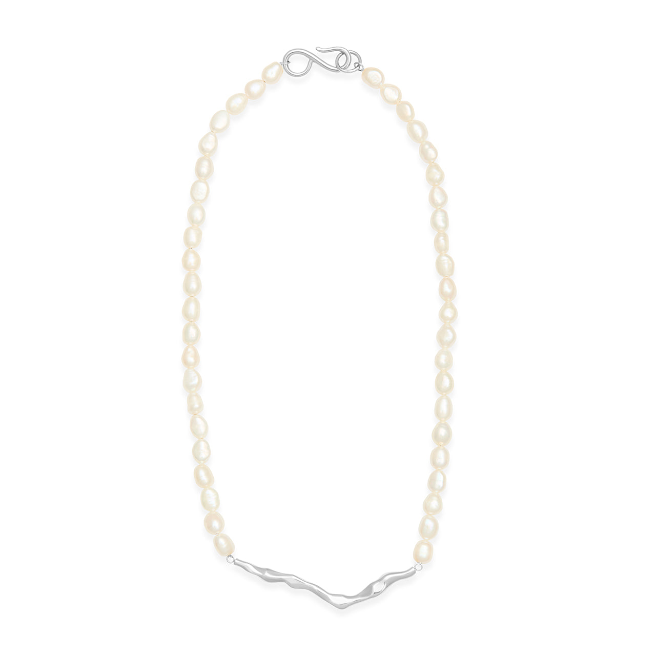 Pearl Sculpture Necklace Silver