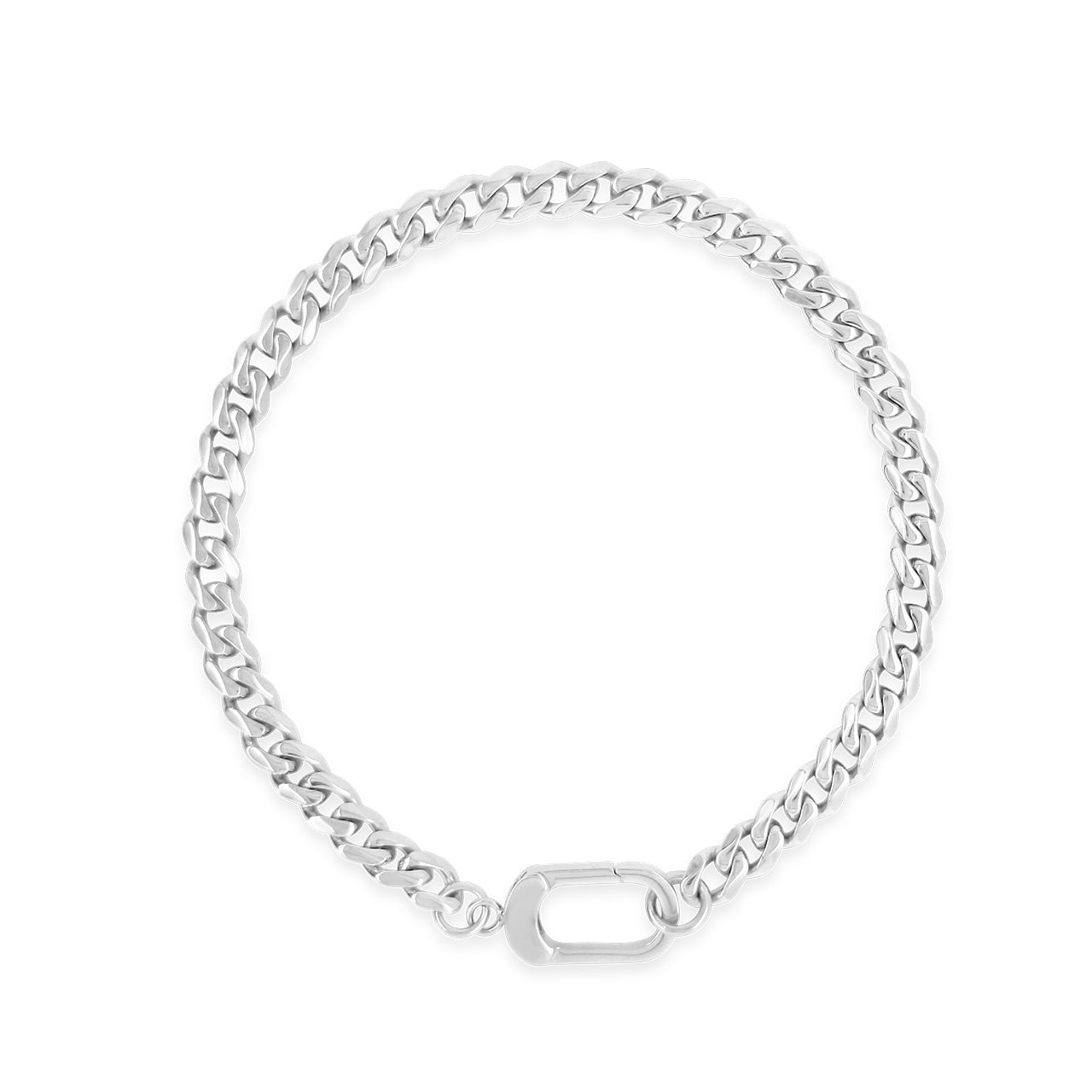 Nautical Clasp Chain Bracelet Silver