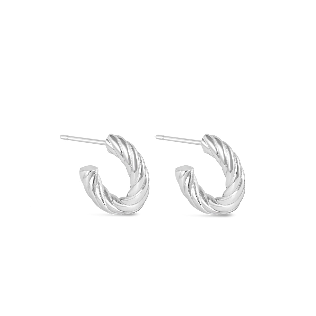 Rope Hoop Earrings Silver